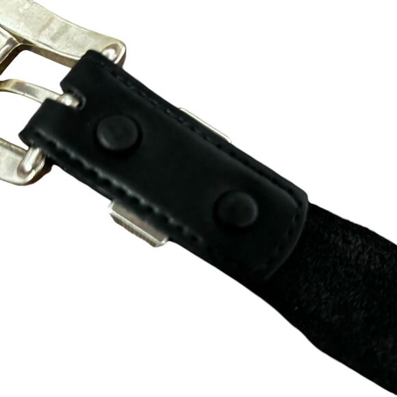 Vintage Onyx by Brighton Black Leather Belt Braided Size 42 Silver‎ Buckle 1993 main image 6
